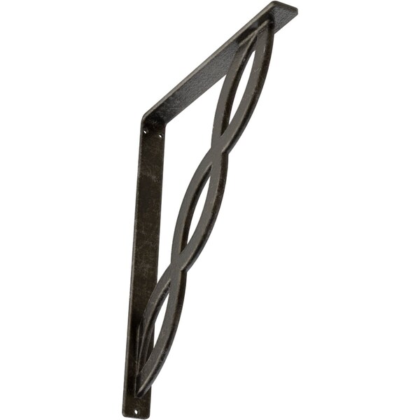 Ekena Millwork Loera Wrought Iron Bracket, (Single center brace), Antiqued Warm Silver 1 1/2"W x 12"D x 15"H BKTM01X12X15SLOAWS - main